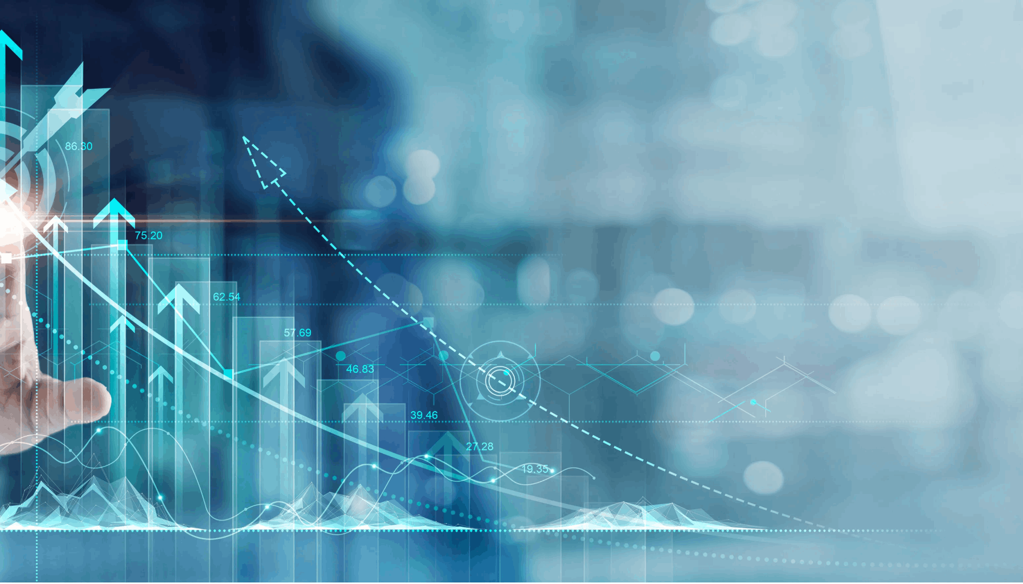 Gráfico digital de crecimiento de red SD-WAN mejorando el rendimiento y eficiencia de la empresa.